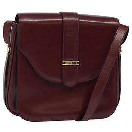 BALLY Borsa a Spalla in Pelle Bordeaux Oro Auth BA1889 D'oro Bordò