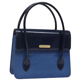 Autre Marque-Burberrys Hand Bag Leather Blue Gold Auth bs25819-Blue,Golden