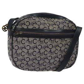 Céline Borsa a spalla CELINE C Sulky in tela blu navy e oro Auth BA1890 D'oro Blu navy