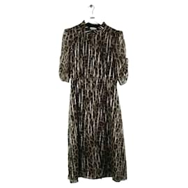 Bash Vestido de seda caqui Caqui