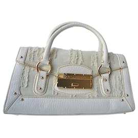 Dolce & Gabbana-DOLCE & GABBANA Sac cuir blanc et bleu denim BON ETAT-Blanc