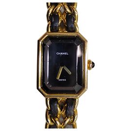 Orologio Chanel Première oro e pelle nera D'oro