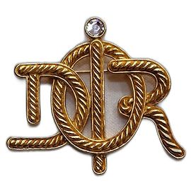 Broche monogramme Dior dorée Doré
