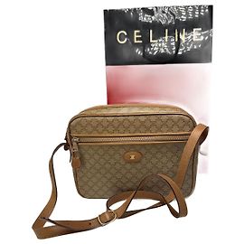Céline Bolsa Triomphe de couro monograma vintage Celine bege Bege