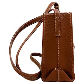 Autre Marque-Oroton Tan Leather Margot Mini Bucket Bag-Brown