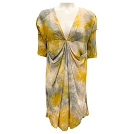 Autre Marque-Willow Gold Hand Painted Tie Dye Silk Dress-Golden