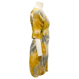 Autre Marque-Willow Gold Hand Painted Tie Dye Silk Dress-Golden