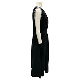 Akris Punto-Akris Punto Black Frayed Belted Denim Midi Dress-Black