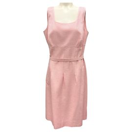 Vestido sem mangas em tweed rosa com cinto Agnona Rosa