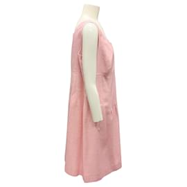 Agnona-Agnona Pink Belted Sleeveless Tweed Dress-Pink