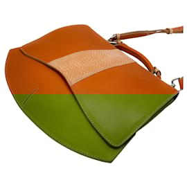 Autre Marque-Caroline De Marchi Cognac Leather Flap Shoulder Bag-Brown