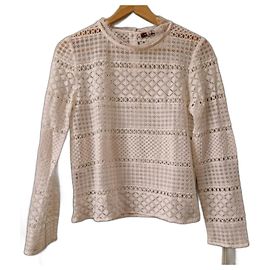 Half-sleeve lace blouse from Comptoir des Cotonniers in excellent condition Eggshell