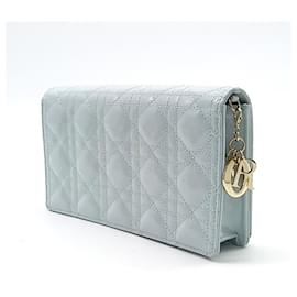Christian Dior-Sac croisé à chaîne Cannage en cuir verni Christian Dior-Bleu