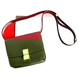 Céline-Sac à épaule en cuir Classic Box de Celine-Rouge