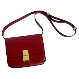 Céline-Sac à épaule en cuir Classic Box de Celine-Rouge