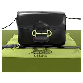 Céline-Sac à bandoulière en cuir Horsebit Celine-Noir