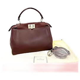 Fendi-Fendi Peekaboo Leather 2way Bag-Brown