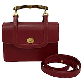 Gucci-Sac 2 en 1 en cuir Gucci Bamboo-Rouge