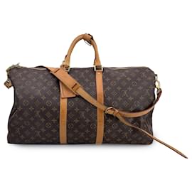 Louis Vuitton-Sac de voyage Keepall Bandoulière 55 en toile Monogram-Marron