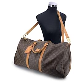 Louis Vuitton-Sac de voyage Keepall Bandoulière 55 en toile Monogram-Marron