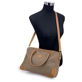 Gucci-Sac à main en toile monogramme beige vintage avec bandoulière-Beige