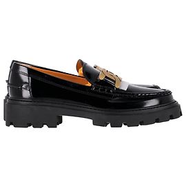 Tod's Kate Chain-Linked Loafers in Black Leather Black