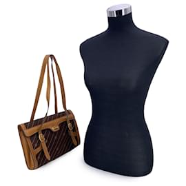 Gucci-Sac à épaule en toile GG marron vintage avec logo en cuir tan-Marron