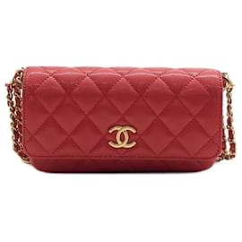 Chanel-Sac croisé à double chaîne en caviar Chanel-Rouge