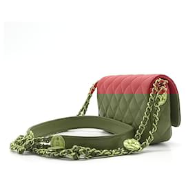 Chanel-Sac croisé à double chaîne en caviar Chanel-Rouge