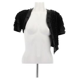 Chanel Black Leather Bolero Jacket Black