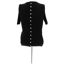 Paco Rabanne-Top noir côtelé-Black