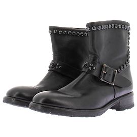 Autre Marque HOLLYWOOD TRADING COMPAGNY Black Studded Leather Boots Black
