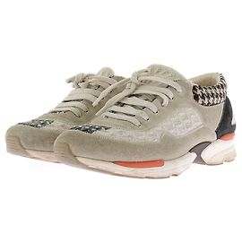 Chanel Three-tone Tweed Sneakers White Size 38.5 White