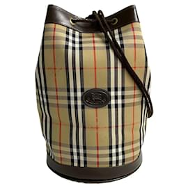 Burberry-Burberrys Shadow Horse Nova Check Canvas Leather Body Bag-Brown