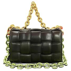 Bottega Veneta-Bottega Veneta Le Sac Bandoulière Padded Cassette en Cuir avec Chaîne-Marron