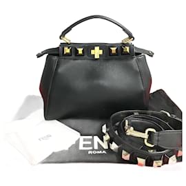 Fendi-Fendi Peekaboo Leather 2way Bag-Black