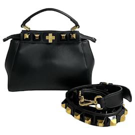 Fendi-Fendi Peekaboo Leather 2way Bag-Black