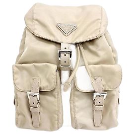 Prada Re-Nylon Rucksack mit zwei Taschen Braun