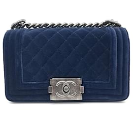 Chanel-Sac Boy en velours Chanel petit-Bleu