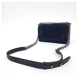 Chanel-Sac Boy en velours Chanel petit-Bleu