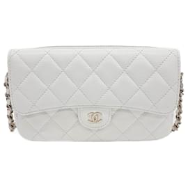 Chanel-Sac croisé mini en caviar Chanel-Blanc