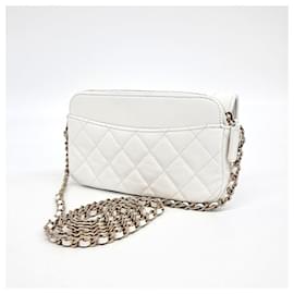 Chanel-Sac croisé mini en caviar Chanel-Blanc