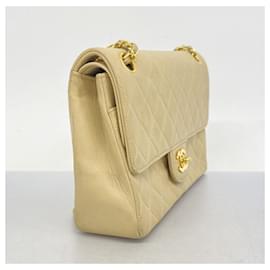 Chanel-Sac à épaule en agneau beige Chanel-Beige