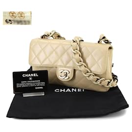 Chanel-Sac à épaule en plastique matelassé Chanel avec chaîne-Noir,Beige