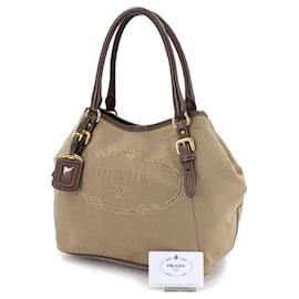 Prada-Sac à main en jacquard Prada-Marron,Beige