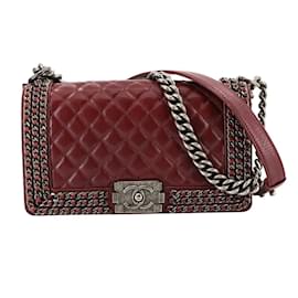 Chanel-Sac à épaule Chanel Boy Chanel Chain-Bordeaux