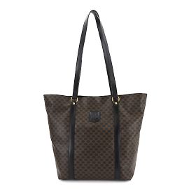 Céline Celine Macadam Leather Tote Bag Brown Black