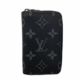 Louis Vuitton-Porte-monnaie zippé Monogram Eclipse Louis Vuitton-Marron,Noir