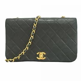 Chanel-Sac à épaule en agneau noir Chanel-Noir