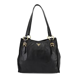 Prada-Prada Black Leather Tote Bag-Black